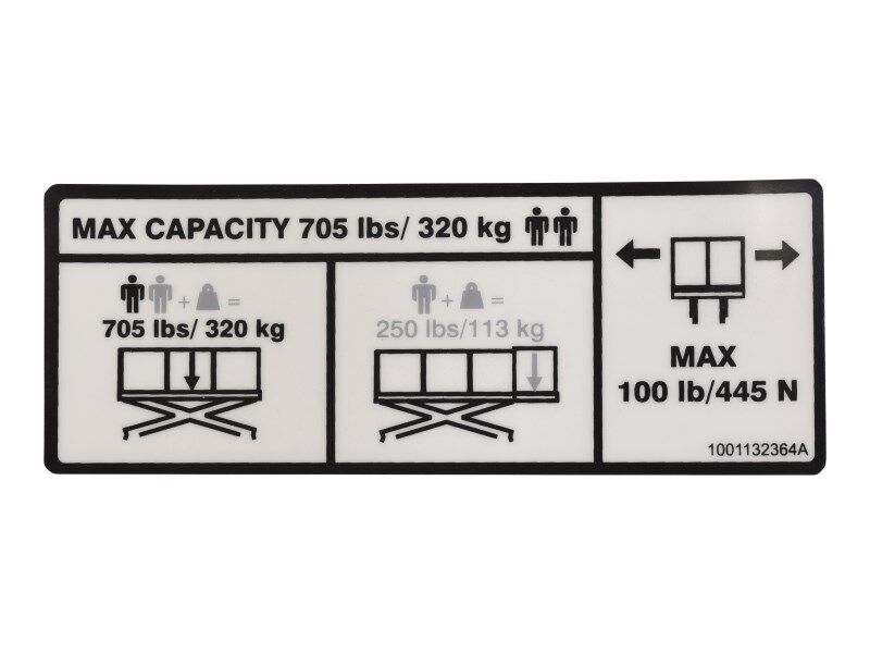 1001132364 Decal, Capacity (Mtb) | JLG