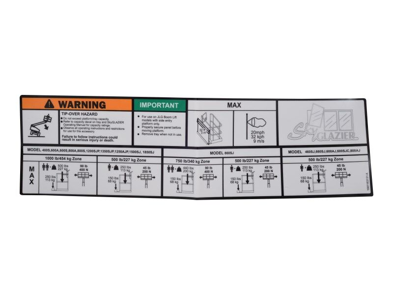 1001163131 Decal, Sky Glazier Capacity | JLG