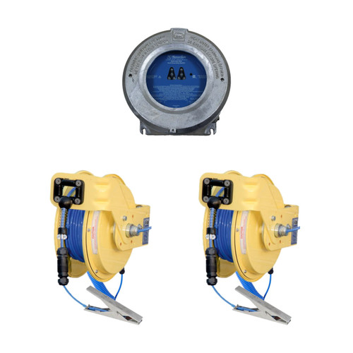 Newson Gale Earth-Rite DGS Dual Channel Static Grounding System, Two (2) Self-Retracting Cable Reels w/ 50 ft. Straight Cables & Two (2) Heavy Duty Grounding Clamps