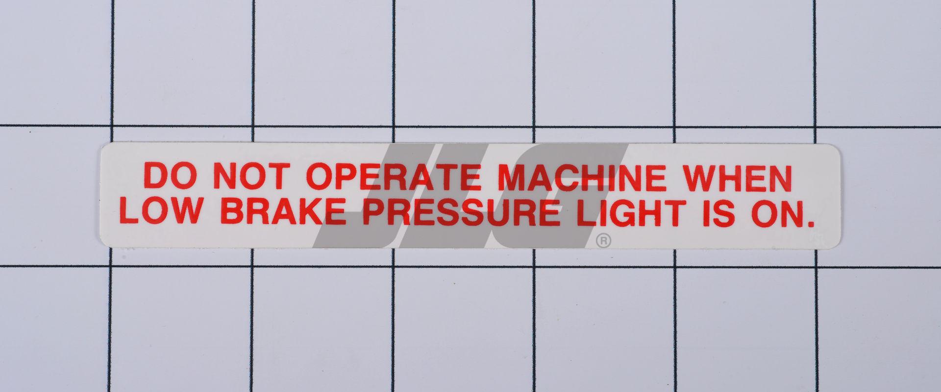 10124906 Decal, Low Brake Pressure Warn | JLG
