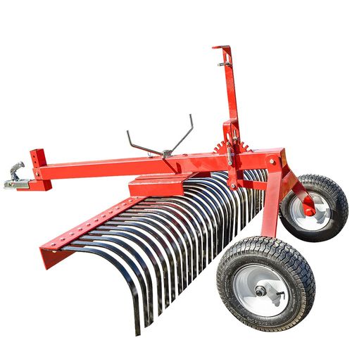 5' Landscape Rake with Wheels for ATV 30 Tines