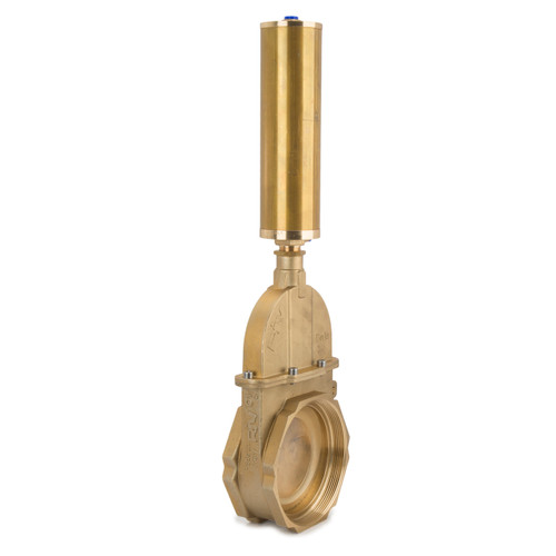 RIV Perla 6 in. Brass Piston Gate Valve W/ Pneumatic Jack F/F NPT 37 PSI