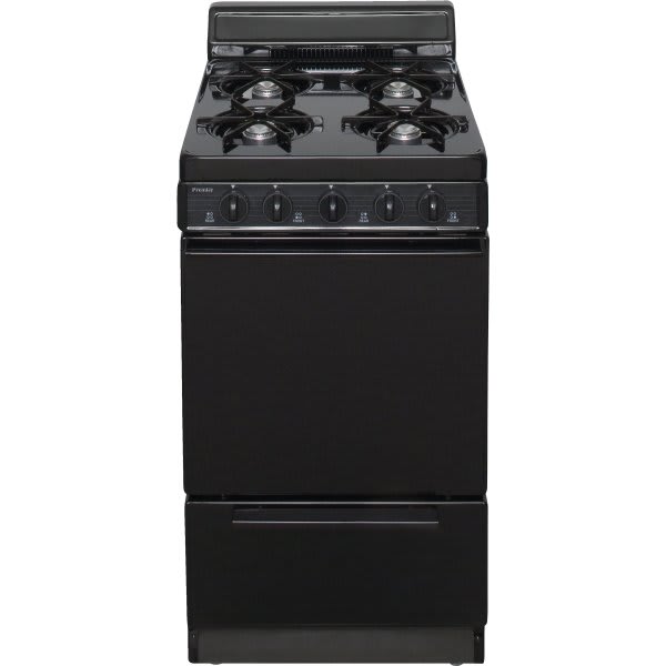 Premier 20 In. 2.4 cu. ft. 4 Burner Gas Freestanding Range, Manual Clean, Black, ADA