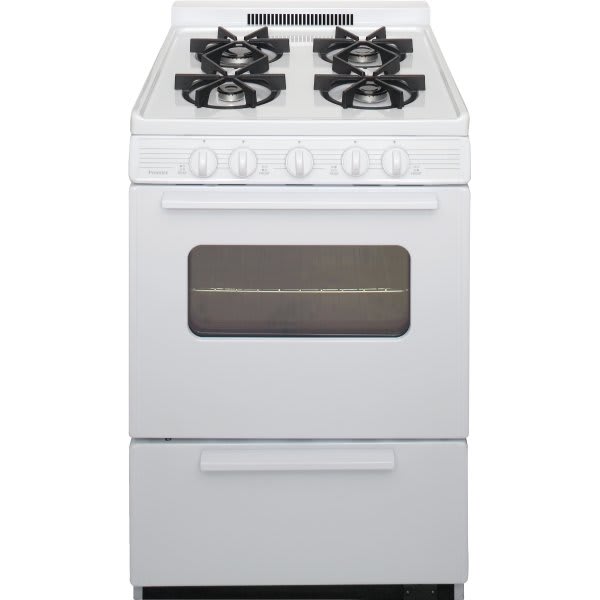 Premier 24 In. 2.9 cu. ft. 4 Burner Gas Freestanding Range, Manual Clean, White, ADA