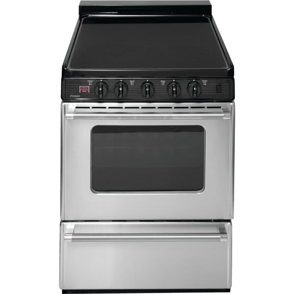 Premier 24 In. 2.9 cu. ft. 4 Burner Electric Smooth Top Freestanding Range, Manual Clean, Stainless Steel, ADA