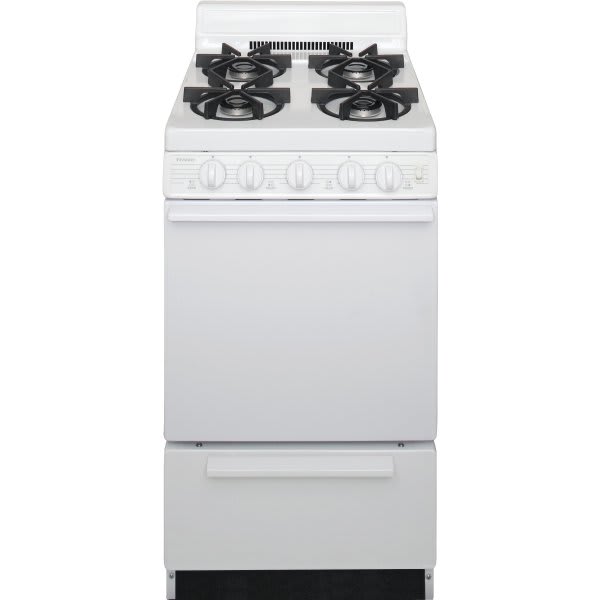Premier 20 In. 2.4 cu. ft. 4 Burner Gas Freestanding Coil Range, Manual Clean, White, ADA