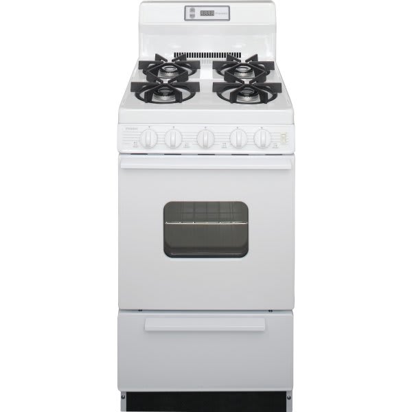 Premier 20 in. Gas Range Sealed Burners With 8 in. Backguard And Clock White