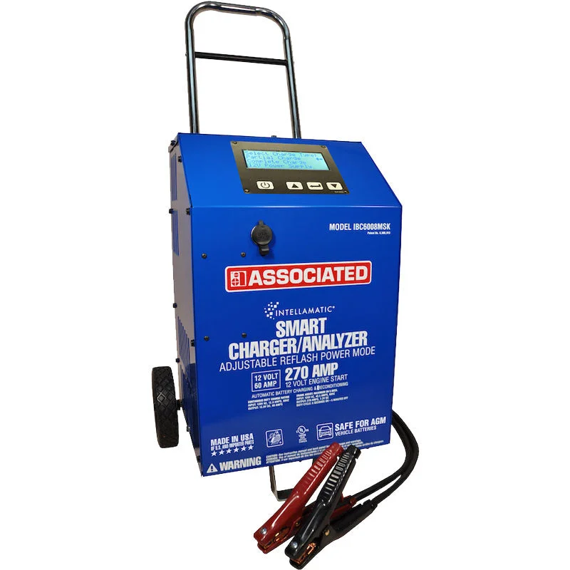 12 Volt Intelligent Wheeled Battery Charger and Reflash Power Supply | Associated Equipment IBC6008MSK