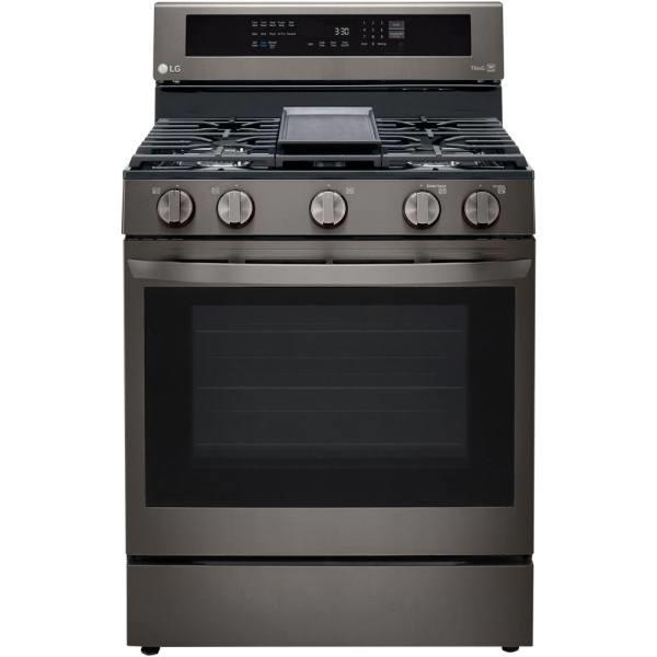 Lg 5.8-Cu Ft Gas Convection Smart Range, Black Stainless Steel