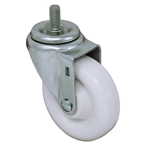 Durable Superior 4 in.x 1 1/4 in. Light Duty Swivel Caster, White Plastic , Threaded Stem Mount