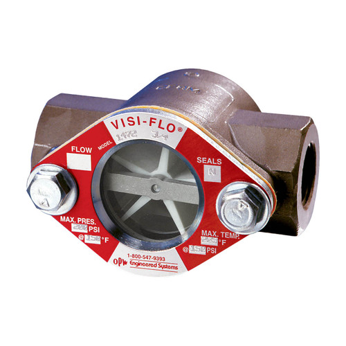 OPW VISI-FLO 1400 1 in. FNPT Carbon Steel Sight Flow Indicator w/ Neoprene Seal - Propeller