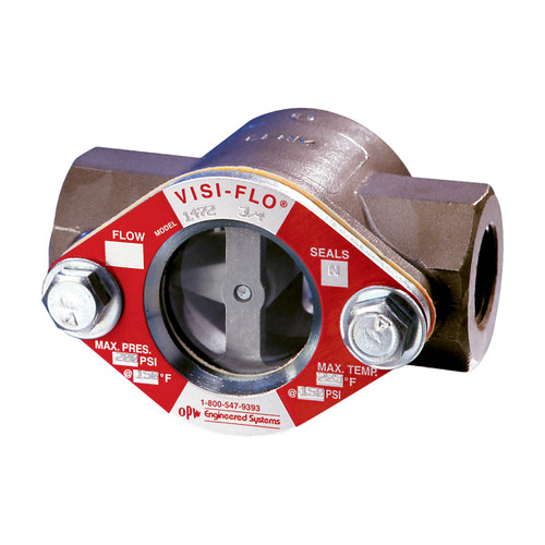 OPW VISI-FLO 1400 2 in. FNPT Carbon Steel Sight Flow Indicator w/ Fluorocarbon Seal - Bi-Directional Plain