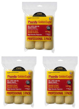 Genuine Purdy 3 Sets of Golden Eagle 3 Multi-Pack 9" x 3/8" Nap Roller Covers 140868100-3PK