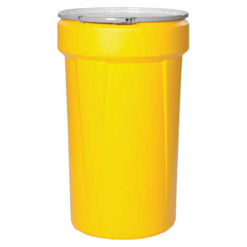 Justrite Eagle 1655M 55 Gal. Lab Pack Open Head Drum, Metal Lever-Lock, Yellow