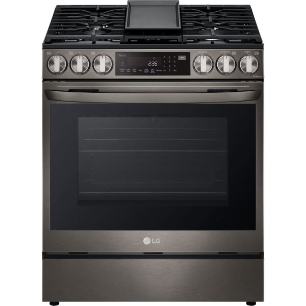 LG 30 In. 6.3 cu. ft. 5 Burner Gas Slide-In Range With Air Fry, Steam Clean, Black Stainless Steel, ADA