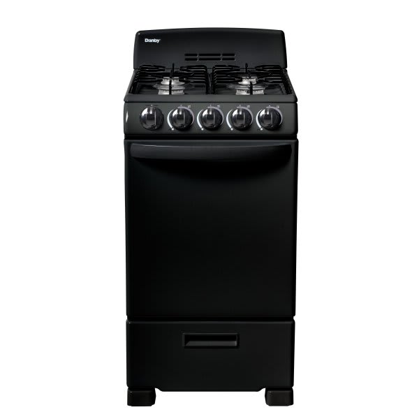 Danby 20 In. 2.3 cu. ft. 4 Burner Gas Freestanding Range, Manual Clean, Black, ADA