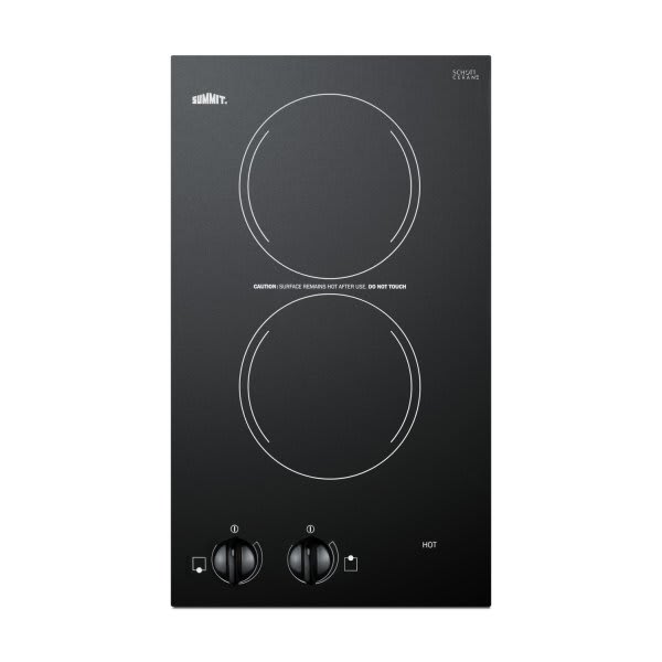 Summit Appliance 115v 2-Burner Cooktop In Black Ceramic Glass Made In Europe