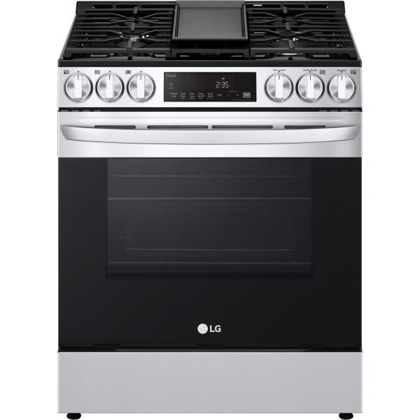 LG 30 In. 5.8 Cu Ft. 5 Burner Gas Slide-In Range With Air Fry And Smart Convection, Steam Clean, Stainless Steel, ADA