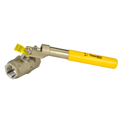 Chicago Valves 2466KSR012 1 1/4 in. Stainless Steel Ball Valve - Threaded, 2000 PSI W/ Spring Return Handle