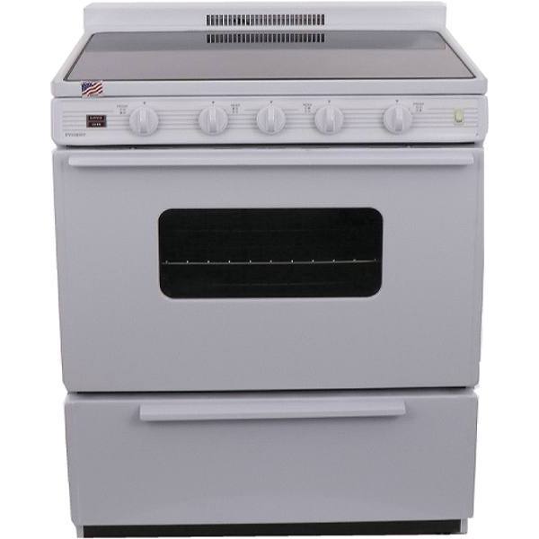 Premier 30 In. 3.9 cu. ft. Smooth Electric Freestanding Range, Manual Clean, White, ADA Power Cord Sold Separately