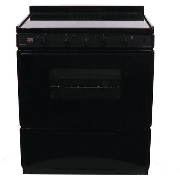 Premier 30 In. 3.9 cu. ft. Smooth Electric Freestanding Range, Manual Clean, Black, ADA Power Cord Sold Separately