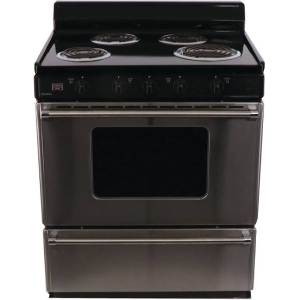 Premier 30 In. 3.9 Cu. Ft. Coil Electric Freestanding Range, Manual Clean, Black Power Cord Sold Separately