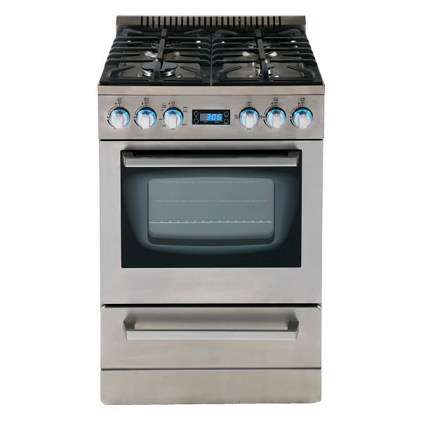 Avanti PRO Elite Series 24 In. 2.6 cu. ft. 4 Burner Gas Freestanding Range, Manual Clean, Stainless Steel, ADA