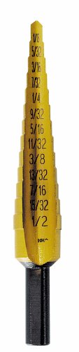 IRWIN Unibit1T Shank Step Drill Bit, Titanium Nitride Coated, 1/8" to 1/2" by 1/4" (15101)