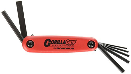 Bondhus 12587 GorillaGrip Hex Tip Fold Up Tool with ProGuard Finish, 1.5mm-6mm, 7 Piece