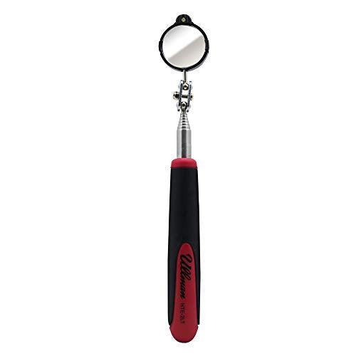 Ullman Devices HTE-LT2 Round Inspection Mirror - Swivel Free LED Telescopic Mirror with Quick Release Tab, Stainless Steel Handle