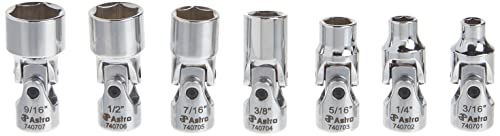 Astro Pneumatic 7407 1/4-Inch Drive Flex Socket Set, 6 Point - SAE, 7-Piece