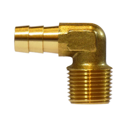 Midland Industries 32047 Brass 90° Male Elbow, 3/8 in. Hose Barb x 1/2 in. MNPT