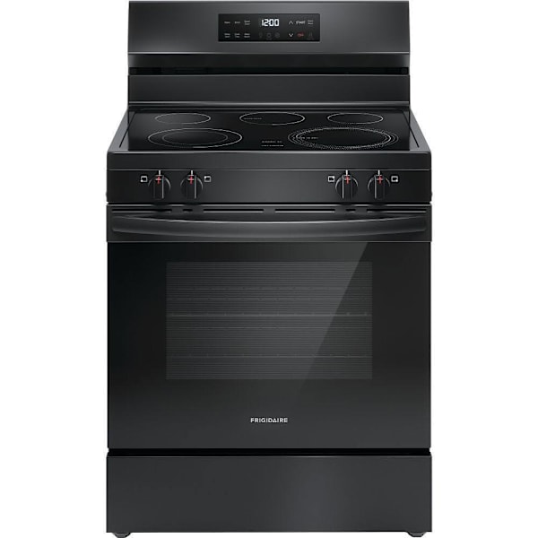 Frigidaire 30" 5.3 Cu. Ft. 5-Burner Element Freestanding Electric Range With Even Temp And Steam Clean, Black