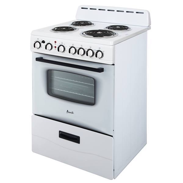 Avanti PRO 24 In. 2.6 cu. ft. Coil Electric Freestanding Range, Maunal Clean, White, ADA
