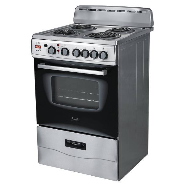 Avanti PRO 24 In. 2.6 cu. ft. Coil Electric Freestanding Range, Maunal Clean, Stainless Steel, ADA