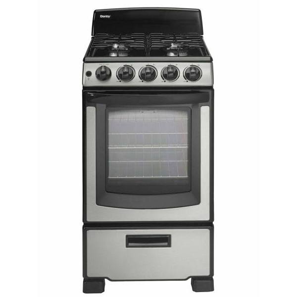 Danby 20 In. 2.3 cu. ft. 4 Burner Gas Slide-In Range, Manual Clean, Stainless Steel, ADA