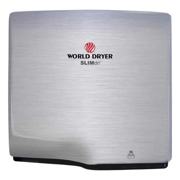 World Dryer Slimdri Hand Dryer, Stainless Steel, Brushed