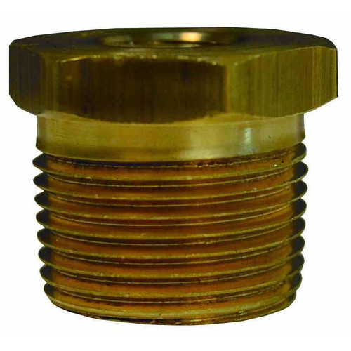 Dixon 7/8 in. Brass Reducer Hex Bushing, 1/2 in. MNPT x 1/4 in. FNPT