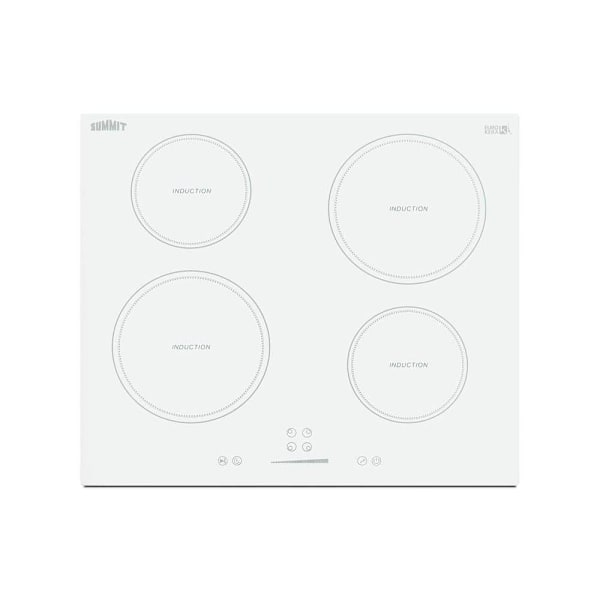 Summit Appliance 24" 4-Zone Built-In Induction Cooktop In White Glass