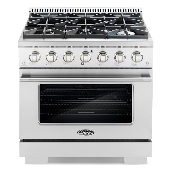 Cosmo 36" Vista Coll 5.4 Cu Ft Gas Range 6 Burners Convection Oven LED Panel Ss