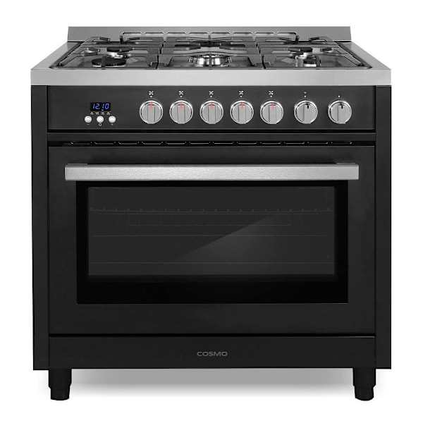 Cosmo 36 In. Nebula Collection 4.4 cu. ft. Gas Range, 5 Burners, Convection Oven, Matte Black