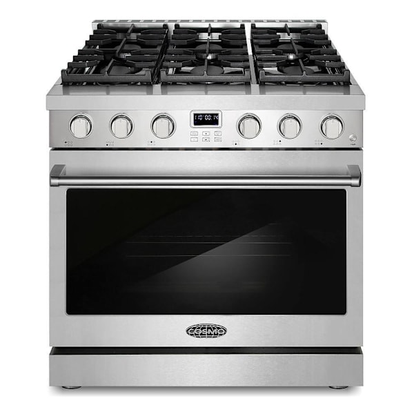 Cosmo 36" Lumin Collection 6.1 Cu Ft Gas Range 6 Burners Convection Oven Ss