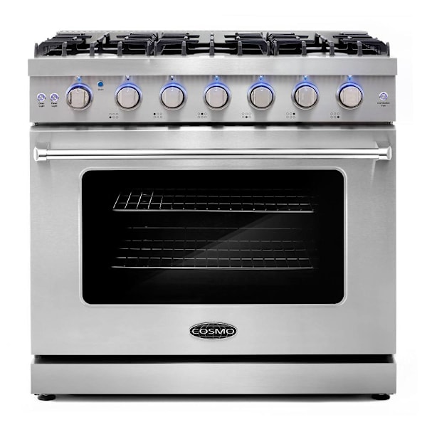 Cosmo 36" Haven Collection 6.0 Cu Ft Gas Range 6 Burners Convection Oven Ss
