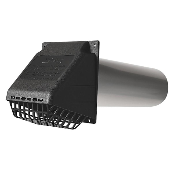 Deflecto 4" Wide Mouth Hood With Removable Bird Guard, Pipe & Collar Black
