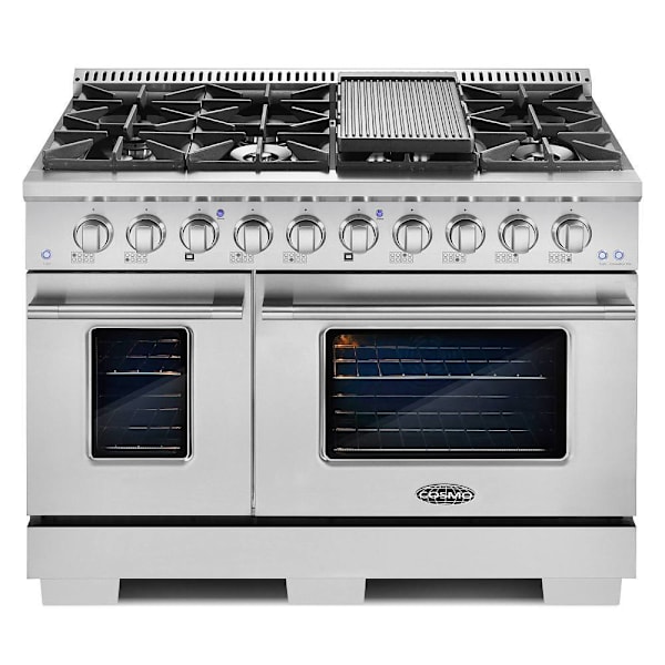 Cosmo 48 In. Vista Collection 6.6 cu. ft. Double Oven Gas Range, 8 Burners, LED