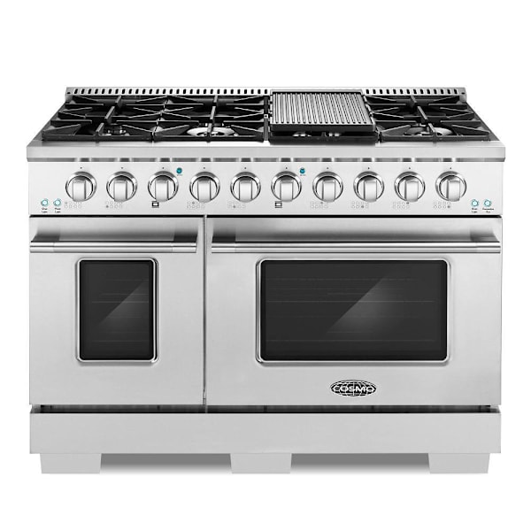 Cosmo 48" Lumin Coll 6.6 Cu Ft Double Oven Dual Fuel Range 8 Burners Ss