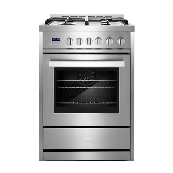 Cosmo 24 In. Nebula Collection 2.7 cu. ft. Gas Range, 4 Burners, Convection Oven, Stainless Steel