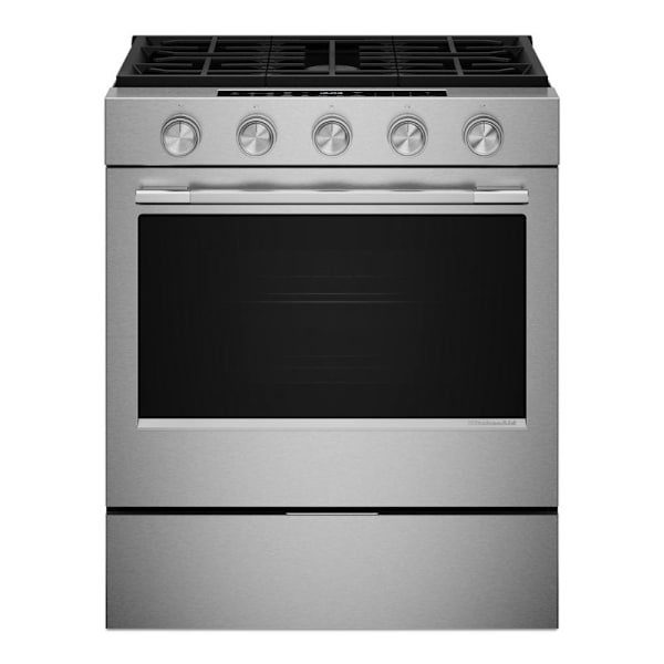 KitchenAid 5.0 Cf Smart Slide-In Gas Range Stainless Finish
