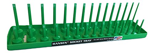 Hansen Global 3804 3/8" Drive Metric Regular & Deep Socket Holder, Green