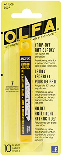 Olfa 5007 A1160B 9mm Snap-Off Art Blade, 10-Pack